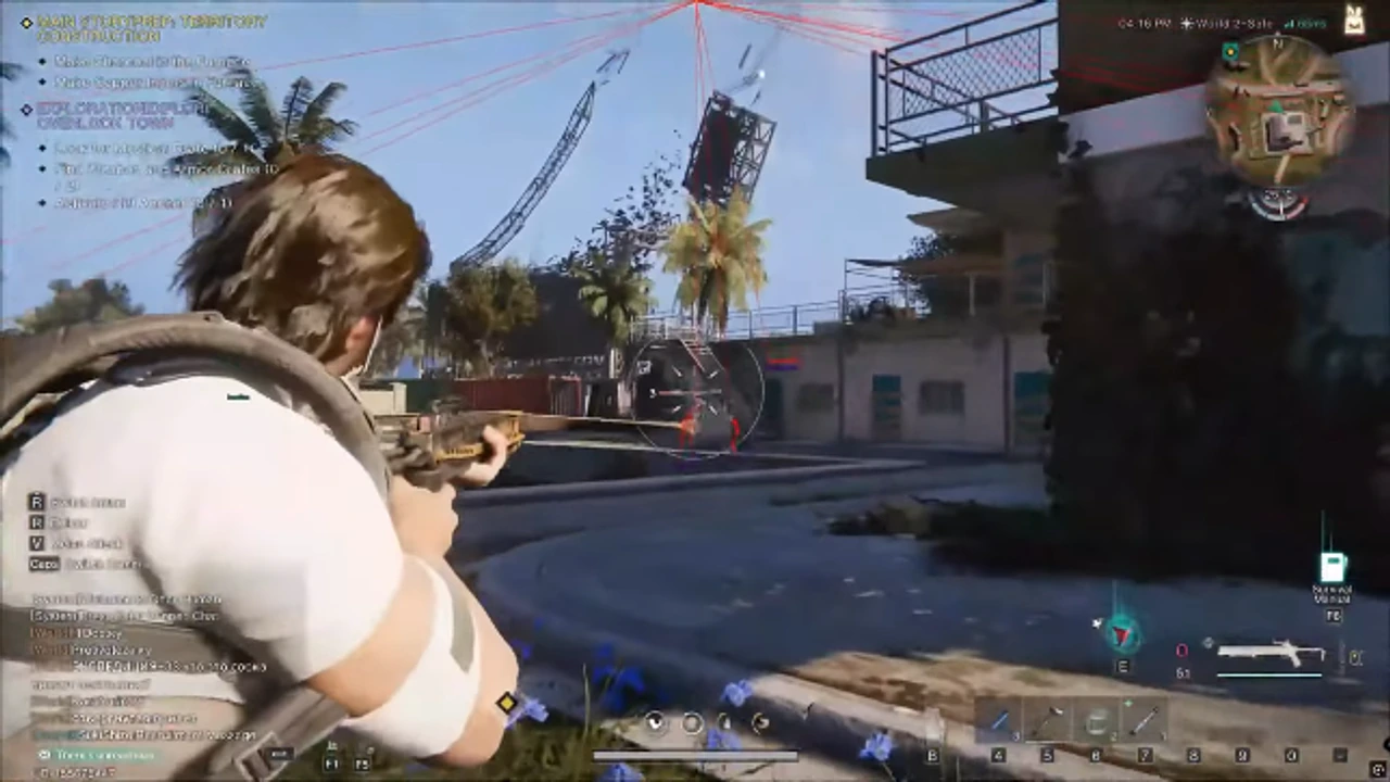 Once Human player ESP with snaplines and distance readouts in open world